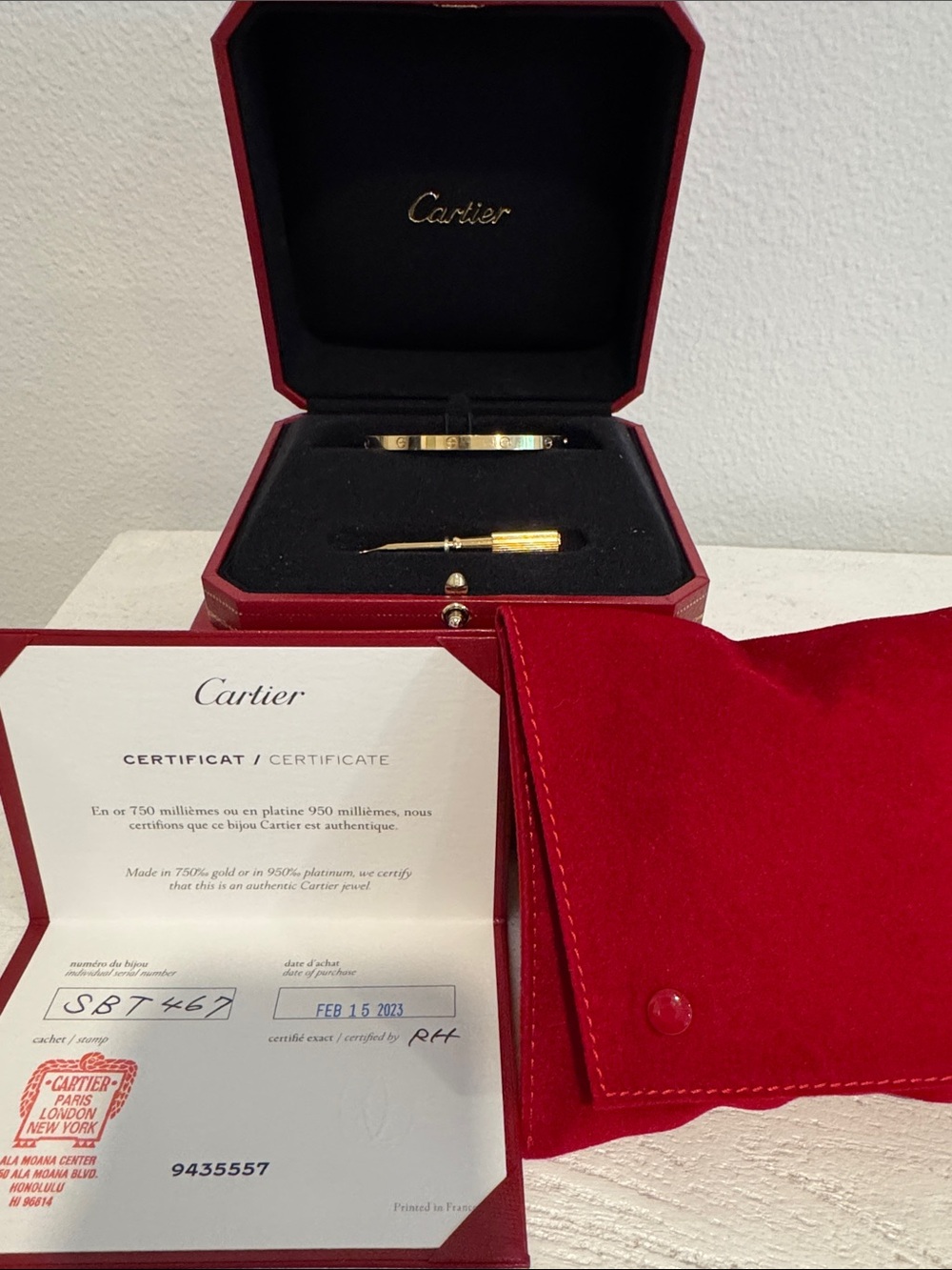 Cartier Love Bracelet Yellow Gold Small model. Size 16
